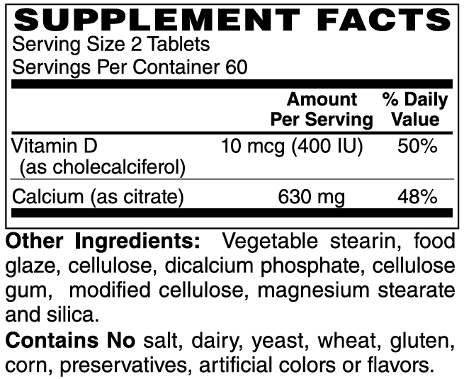 Calcium Citrate with Vitamin D Tablets #120