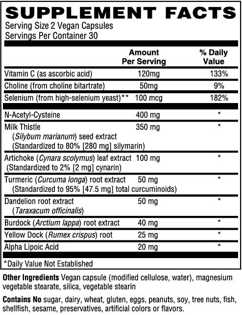 Liver Support & Detox with NAC and Milk Thistle Capsules #60