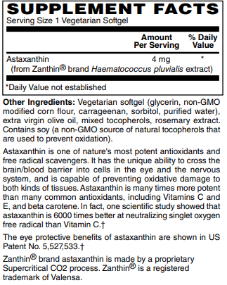 Astaxanthin 4mg Capsules #60