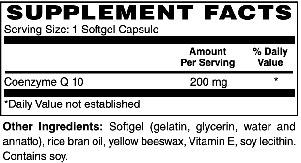 Coenzyme Q-10 (CoQ10) 200mg Softgels #30