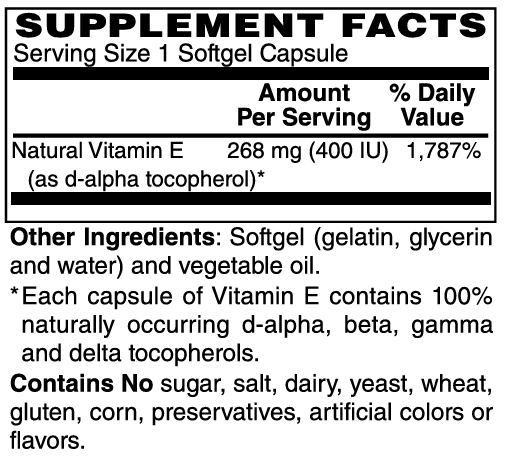 Vitamin E 268 mg (400iu) Softgels #100