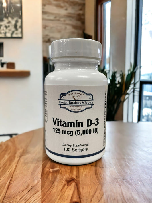 Vitamin D-3  5000 IU Softgels  #100